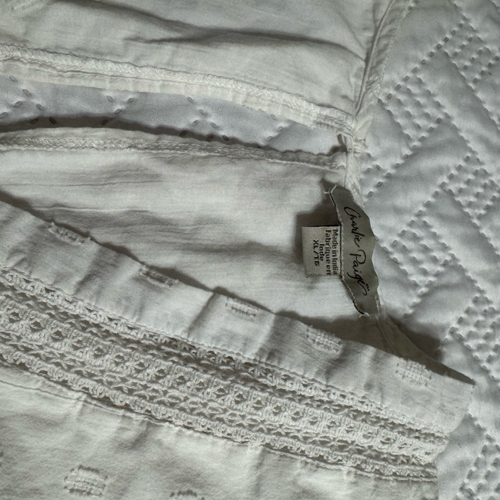 Charlie Paige White V-Neck Peasant Blouse 100% Cotton Lady Woman Size XL - Picture 6 of 11